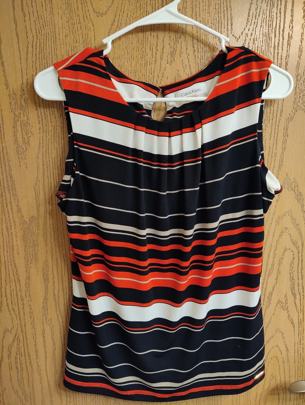 Calvin Klein Navy, Red & White Striped Sleeveless Camisole Top